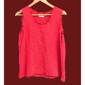 Habitat Red Textured Sleeveless Scoop Neck Crinkle Fabric Summer Casual Tank Top